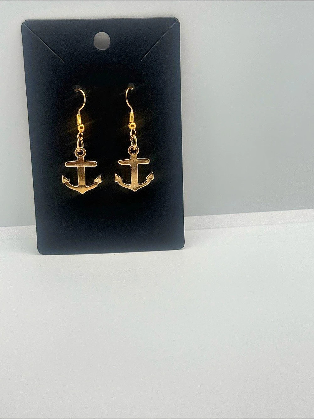 Gold Anchor Drop Earrings